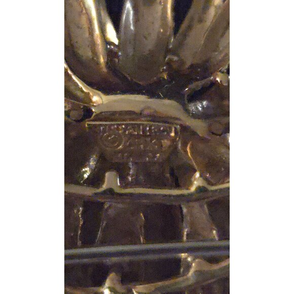 Tiffany & Co. 18K Gold Italian Brooch With Ruby Accents Elegant Floral Design Si - Picture 6 of 7